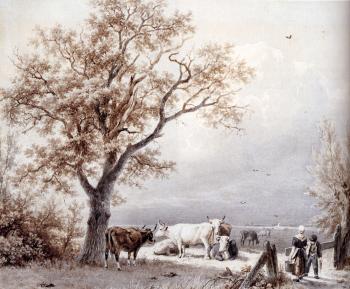 巴倫德 科內利斯 庫庫尅 Cows In A Sunlit Meadow